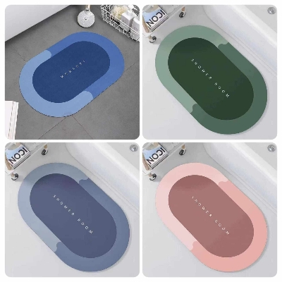 Picture of KSP HOME Super Absorbent Floor Mat 40×60cm – Soft Quick Dry Bath Mat, Bathroom Carpet, Doormat, Non-Slip Cushion Mat for Home & Office (Multicolor)
