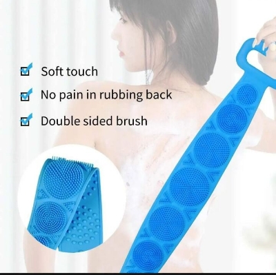 Picture of Silicone Body Scrubber Bath Shower Towel – Back Cleaning Silicone Scrubber Belt, Soft Body Wash Brush for Deep Cleaning & Shower Massage for Men & Women Pink
