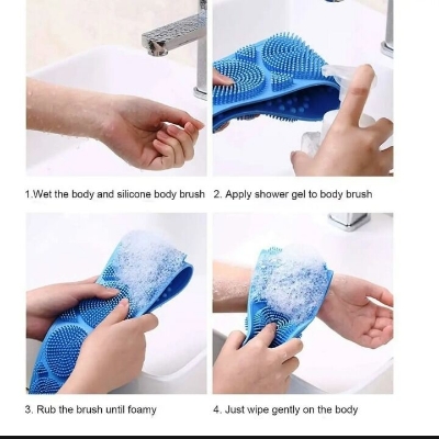 Picture of Silicone Body Scrubber Bath Shower Towel – Back Cleaning Silicone Scrubber Belt, Soft Body Wash Brush for Deep Cleaning & Shower Massage for Men & Women Pink