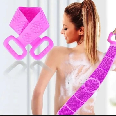 Picture of Silicone Body Scrubber Bath Shower Towel – Back Cleaning Silicone Scrubber Belt, Soft Body Wash Brush for Deep Cleaning & Shower Massage for Men & Women Pink