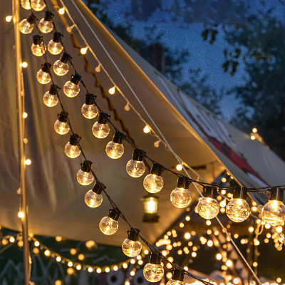 Picture of Outdoor LED String Bulb Lights 5M 20 Bulbs Warm White Waterproof Plug Powered Garden Patio Wedding Party Decorative Lights Warm White
