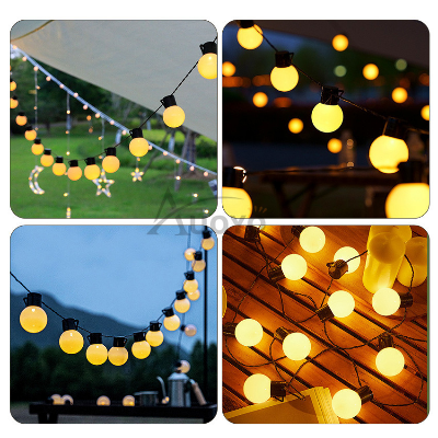 Picture of Outdoor LED String Bulb Lights 5M 20 Bulbs Warm White Waterproof Plug Powered Garden Patio Wedding Party Decorative Lights Warm White