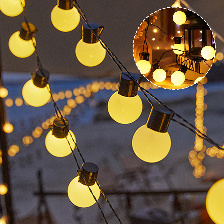 Picture of Outdoor LED String Bulb Lights 5M 20 Bulbs Warm White Waterproof Plug Powered Garden Patio Wedding Party Decorative Lights Warm White