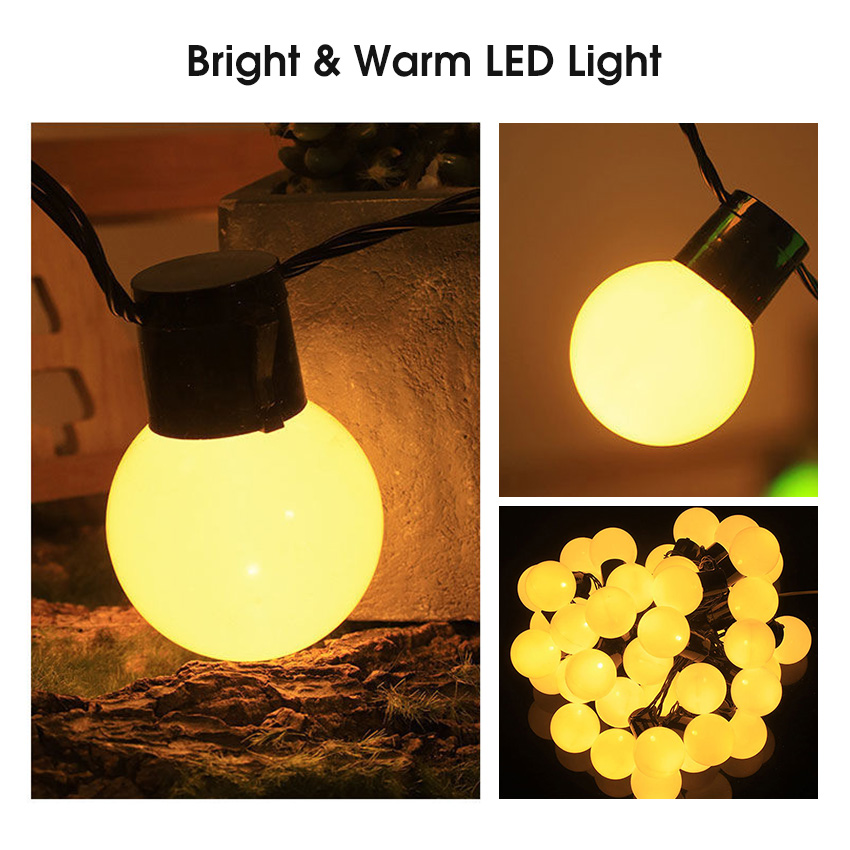 Picture of Outdoor LED String Bulb Lights 5M 20 Bulbs Warm White Waterproof Plug Powered Garden Patio Wedding Party Decorative Lights Warm White