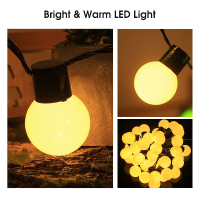Picture of Outdoor LED String Bulb Lights 5M 20 Bulbs Warm White Waterproof Plug Powered Garden Patio Wedding Party Decorative Lights Warm White