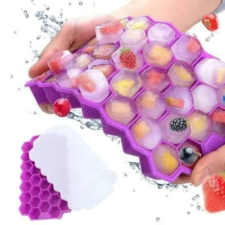 Picture of Silicone Ice Cube Tray 37 Cavity Ice Making Mold – Flexible Food Grade Ice Cube Maker Box for Freezer, Cold Drinks, Juice, Cocktails & Kitchen Use Multicolor