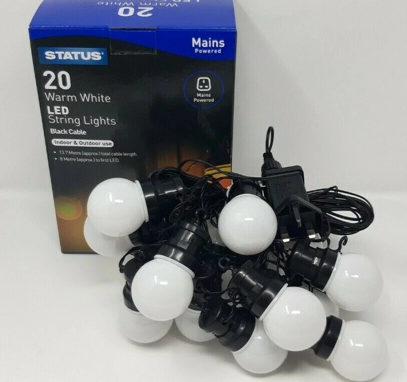Picture of 5M Outdoor Golden LED String Bulb Lights 20 LED Decorative Hanging Lights Waterproof Plug Powered for Garden Balcony Patio Wedding Home Decor Gold