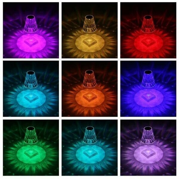 Picture of Famous Diamond Crystal Table Lamp – USB Rechargeable LED Touch Night Light, Crystal Effect Decorative Lamp for Bedroom, Living Room, Restaurant & Home Décor White