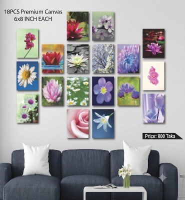 Picture of 18PCS Premium Canvas Wall Art Printing Set – HD Matte Waterproof PVC Laminated Wall Stickers for Living Room, Bedroom, Office, Café & Home Wall Decoration Multicolor
