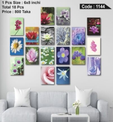 Picture of 18PCS Premium Canvas Wall Art Printing Set – HD Matte Waterproof PVC Laminated Wall Stickers for Living Room, Bedroom, Office, Café & Home Wall Decoration Multicolor