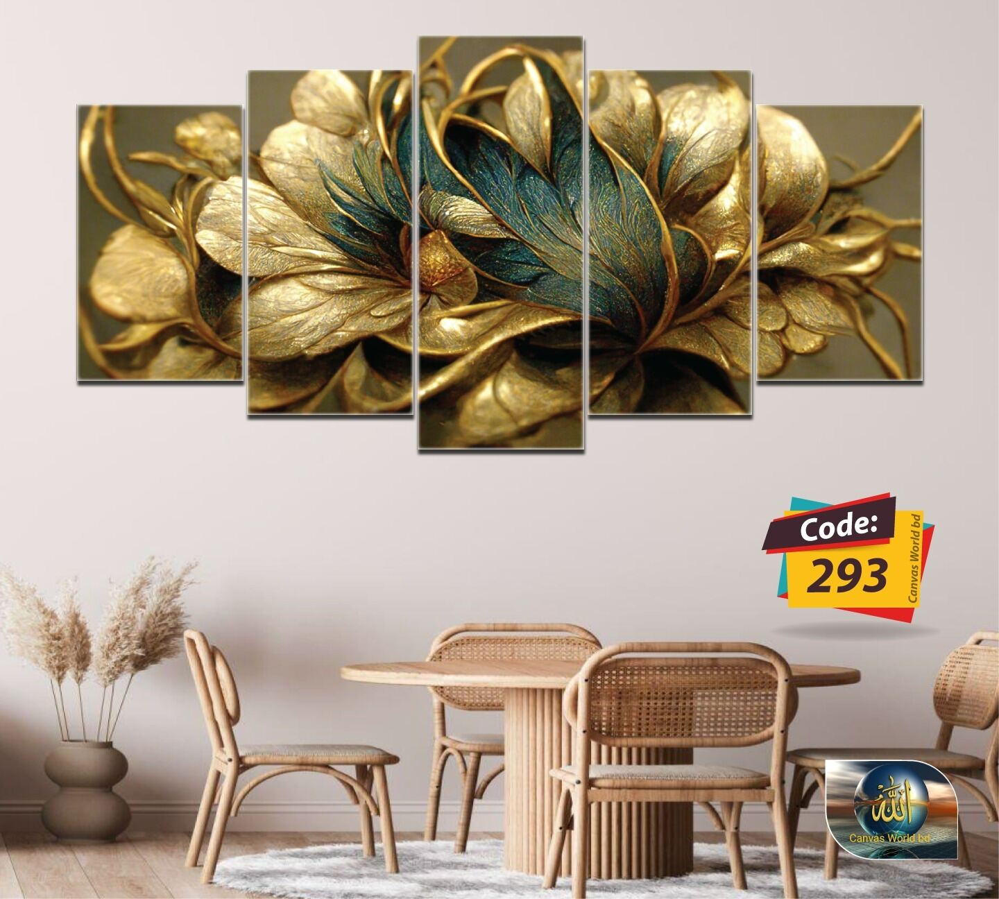 Picture of 5PCS Modern Wall Panel Set – HD Matte Printed Wall Art with Glossy Lamination on PVC Base for Living Room, Bedroom, Office & Home Wall Decoration Multicolor