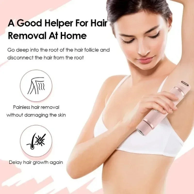 Picture of 2 In 1 Electric Shaver for Women Double Head USB Rechargeable Female Razor Body Hair Remover Bikini Trimmer Face Leg Underarm Painless Epilator Waterproof Multicolor