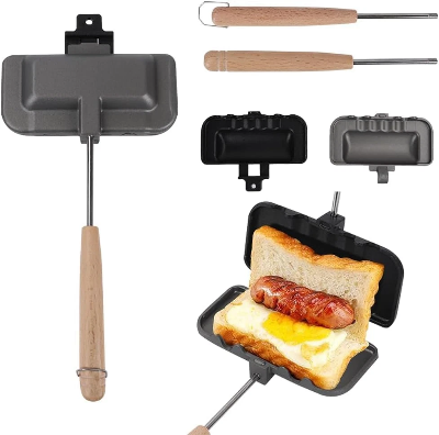 Picture of 4W1H Sandwich Maker Stove Top Non Stick Sandwich Toaster Pan Hot Dog Maker Panini Press Breakfast Toast Maker Camping Sandwich Grill 