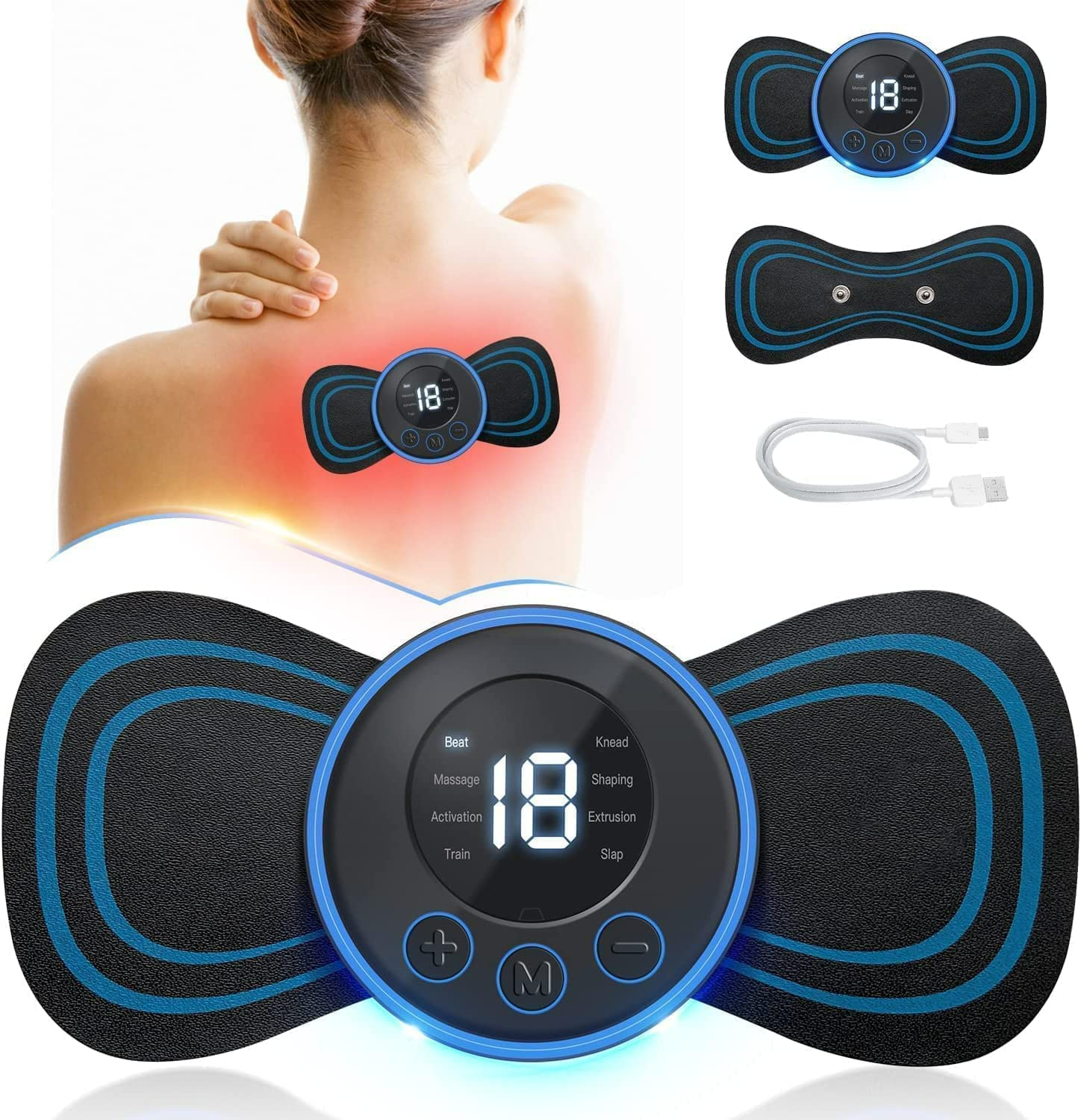 Picture of Smart Mini Neck Massager Portable Electronic Massage Stick EMS Pulse Massager Pain Relief Device for Neck Back Waist Leg Muscle Relaxation Multicolor