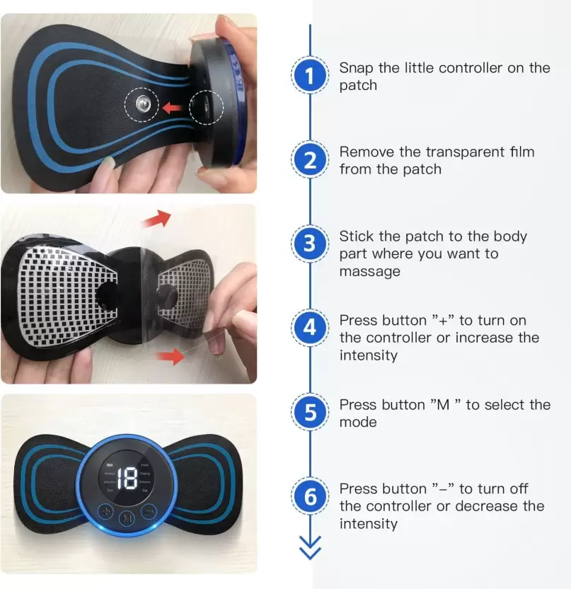 Picture of Smart Mini Neck Massager Portable Electronic Massage Stick EMS Pulse Massager Pain Relief Device for Neck Back Waist Leg Muscle Relaxation Multicolor