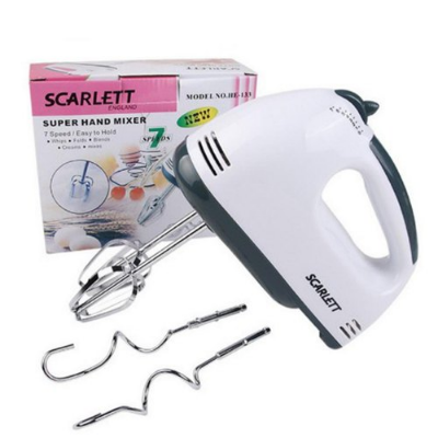 Picture of Scarlett HE-133 Electric Hand Mixer 7 Speed Egg Beater Cake Mixer Dough Mixer Cream Whisk Baking Mixer 220V White Multicolor
