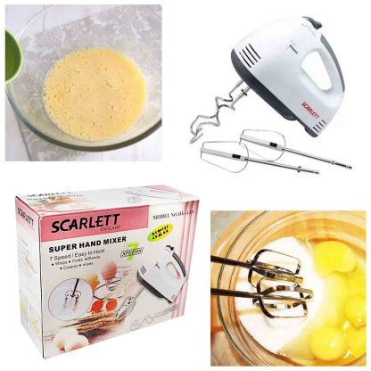 Picture of Scarlett HE-133 Electric Hand Mixer 7 Speed Egg Beater Cake Mixer Dough Mixer Cream Whisk Baking Mixer 220V White Multicolor