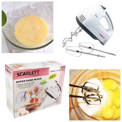 Picture of Scarlett HE-133 Electric Hand Mixer 7 Speed Egg Beater Cake Mixer Dough Mixer Cream Whisk Baking Mixer 220V White Multicolor