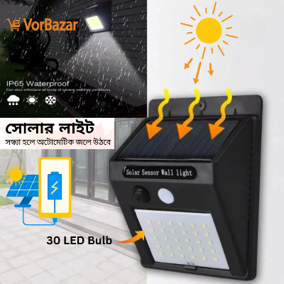 Picture of 30 LED Solar Motion Sensor Light Waterproof Outdoor Solar Wall Light IP66 Automatic Security Light Garden Balcony Stair Fence Lamp Black