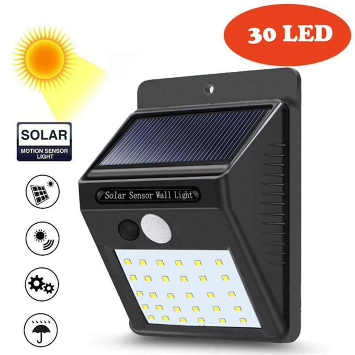 Picture of 30 LED Solar Motion Sensor Light Waterproof Outdoor Solar Wall Light IP66 Automatic Security Light Garden Balcony Stair Fence Lamp Black
