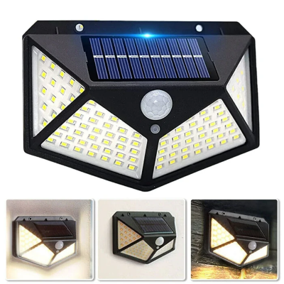 Picture of 100 LED Solar Motion Sensor Light Waterproof Outdoor Security Wall Light Wireless Solar Powered Garden Fence Street Light IP65 Black