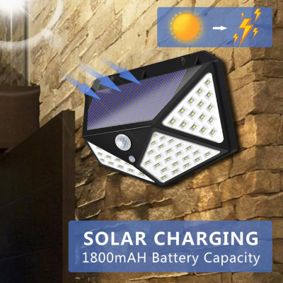 Picture of 100 LED Solar Motion Sensor Light Waterproof Outdoor Security Wall Light Wireless Solar Powered Garden Fence Street Light IP65 Black