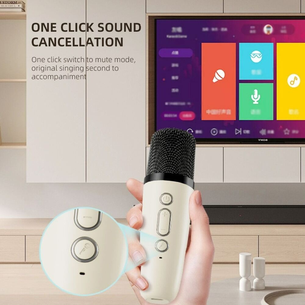 Picture of K12 Mini Karaoke Bluetooth Speaker with Wireless Microphone RGB Party Light Portable Karaoke Machine Bluetooth 5.3 Kids Adult Singing Speaker Multicolor