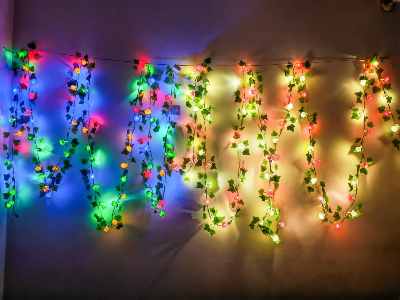 Picture of Rose Fairy Leaf LED String Lights with Rose & Leaf Multi Color 80 LED 25ft 8 Lighting Modes Bedroom Wedding Party Home Decoration Multicolor