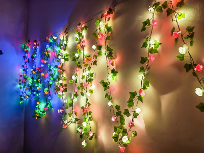 Picture of Rose Fairy Leaf LED String Lights with Rose & Leaf Multi Color 80 LED 25ft 8 Lighting Modes Bedroom Wedding Party Home Decoration Multicolor
