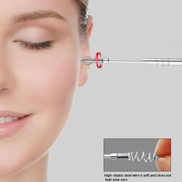 Picture of 6 Pcs Ear Cleaner Tool Set Stainless Steel Ear Pick Curette Earwax Removal Kit with Cleaning Brush & Portable Storage Case 