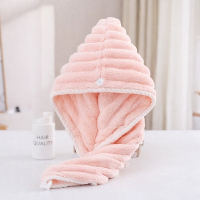 Picture of Microfiber Hair Towel Wrap Premium Coral Fleece Quick Dry Hair Turban Anti Frizz Soft Hair Drying Towel Caps with Button for Women & Girls Multicolor