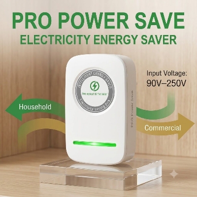 Picture of Pro Power Save Electricity Energy Saver 90V–250V – Smart Voltage Stabilizer & Electricity Saving Box with US/EU/UK Plug for Home & Office Use White