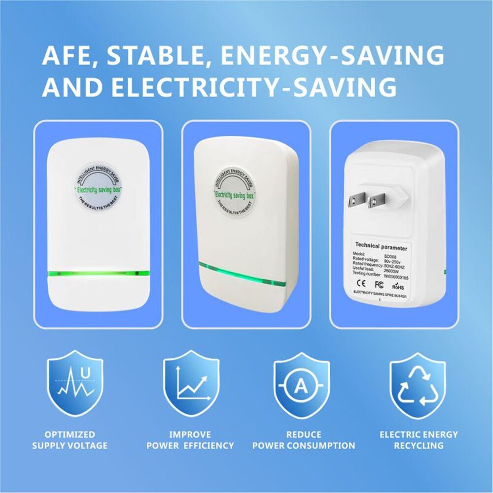 Picture of Pro Power Save Electricity Energy Saver 90V–250V – Smart Voltage Stabilizer & Electricity Saving Box with US/EU/UK Plug for Home & Office Use White