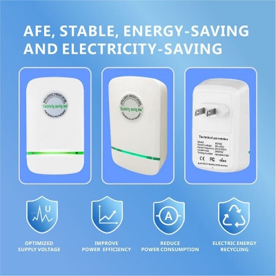 Picture of Pro Power Save Electricity Energy Saver 90V–250V – Smart Voltage Stabilizer & Electricity Saving Box with US/EU/UK Plug for Home & Office Use White