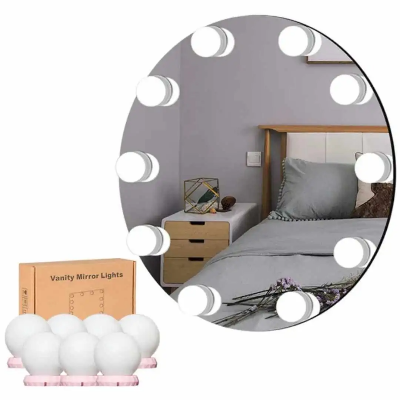 Picture of 10 LED Vanity Mirror Lights USB Makeup Mirror Light Kit 3 Color Dimmable Hollywood Mirror Lights Stick-On Dressing Table Bathroom Mirror Lamp Multicolor