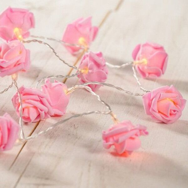 Picture of 80 LED Rose Flower Fairy Light 25FT – Decorative Flash String Light for Bedroom, Curtain, Wall, Wedding, Party & Home Decoration Pink