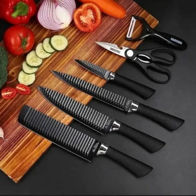Picture of Zepter 6 Pcs Non-Stick Coating Stainless Steel Kitchen Tools Set Premium Cooking Utensils & Kitchenware Ladle Slotted Spatula Turner Skimmer Set Black