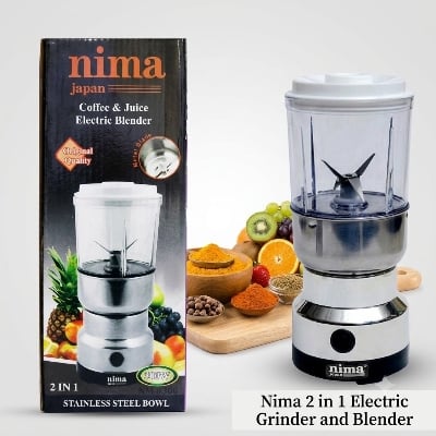 Picture of Nima 2 in 1 Electric Coffee Grinder and Blender Stainless Steel Spice Grinder Juicy Blender Machine for Kitchen Household Appliances Multicolor