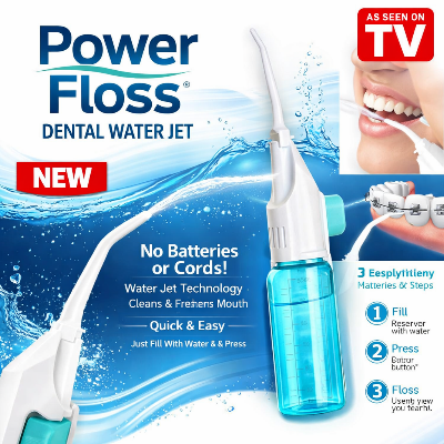 Picture of Power Floss Manual Oral Irrigator Dental Water Flosser Portable Teeth Cleaner Gum Cleaner Cordless Oral Care Jet Flosser Multicolor