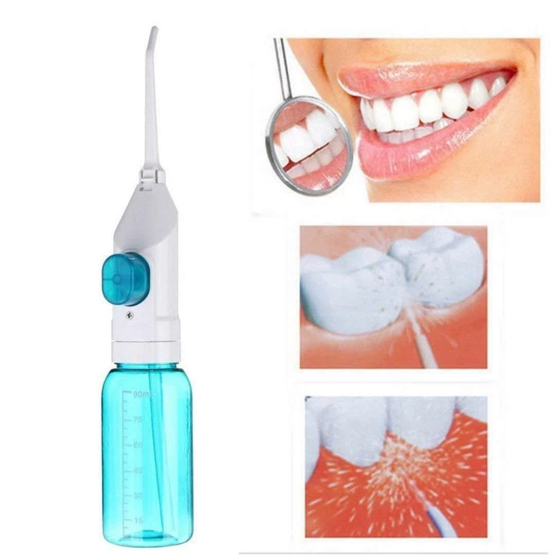 Picture of Power Floss Manual Oral Irrigator Dental Water Flosser Portable Teeth Cleaner Gum Cleaner Cordless Oral Care Jet Flosser Multicolor