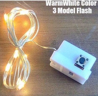 Picture of String LED Fairy Lights 8ft Golden 20 LED Button Battery Operated Decorative String Lights for Bedroom Wedding Party Home Decoration Gold