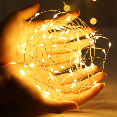 Picture of String LED Fairy Lights 8ft Golden 20 LED Button Battery Operated Decorative String Lights for Bedroom Wedding Party Home Decoration Gold