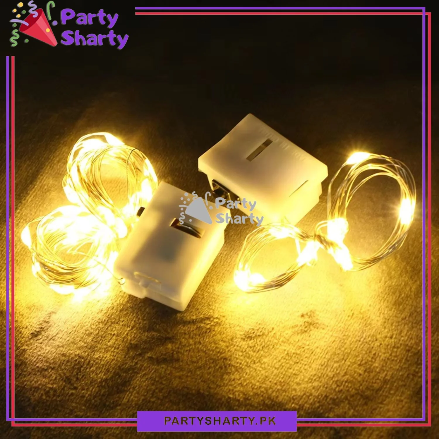 Picture of String LED Fairy Lights 8ft Golden 20 LED Button Battery Operated Decorative String Lights for Bedroom Wedding Party Home Decoration Gold