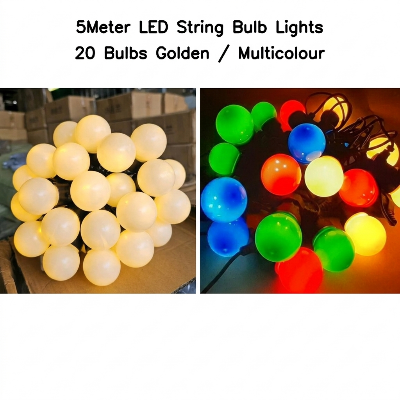 Picture of 5M 20 LED Ball String Lights Waterproof Outdoor Fairy Garland Light Plug Powered Decorative Hanging Bulb Lights for Garden Balcony Wedding Party Home Decor Multicolor