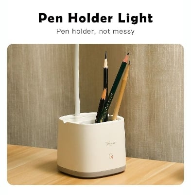 Picture of YAGE YG-T109 Rechargeable LED Table Lamp Type C – USB Desk Lamp with Pen Holder, Eye-Caring Reading Light, Portable Night Light for Study, Office & Home White