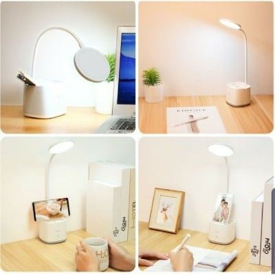 Picture of YAGE YG-T109 Rechargeable LED Table Lamp Type C – USB Desk Lamp with Pen Holder, Eye-Caring Reading Light, Portable Night Light for Study, Office & Home White