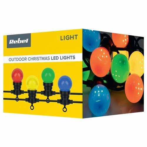 Picture of 5M Outdoor Multicolor LED String Bulb Lights 20 LED Decorative Hanging Lights Waterproof Plug Powered for Garden Balcony Patio Wedding Party Home Decor Multicolor