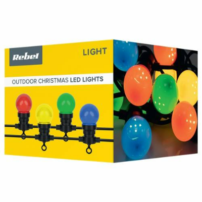 Picture of 5M Outdoor Multicolor LED String Bulb Lights 20 LED Decorative Hanging Lights Waterproof Plug Powered for Garden Balcony Patio Wedding Party Home Decor Multicolor