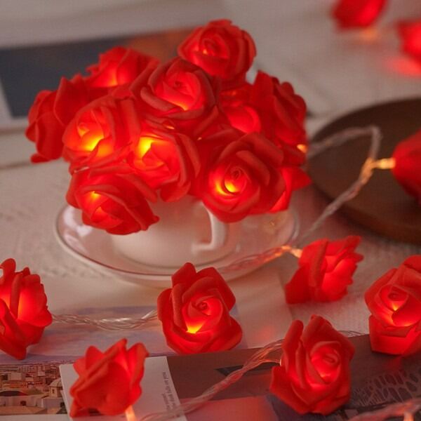 Picture of Home Decor 80PCS LED Rose Flower Fairy Light 25FT – Flash Decorative LED Light for Bedroom, Curtain, Wall, Wedding, Party, Garden & Home Decoration Red