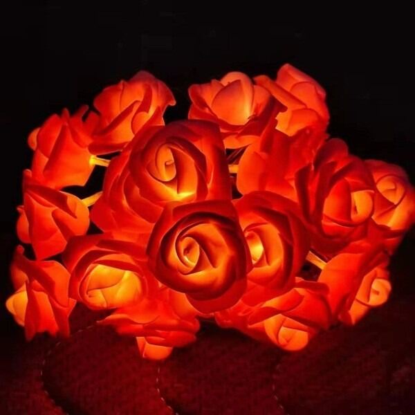 Picture of Home Decor 80PCS LED Rose Flower Fairy Light 25FT – Flash Decorative LED Light for Bedroom, Curtain, Wall, Wedding, Party, Garden & Home Decoration Red
